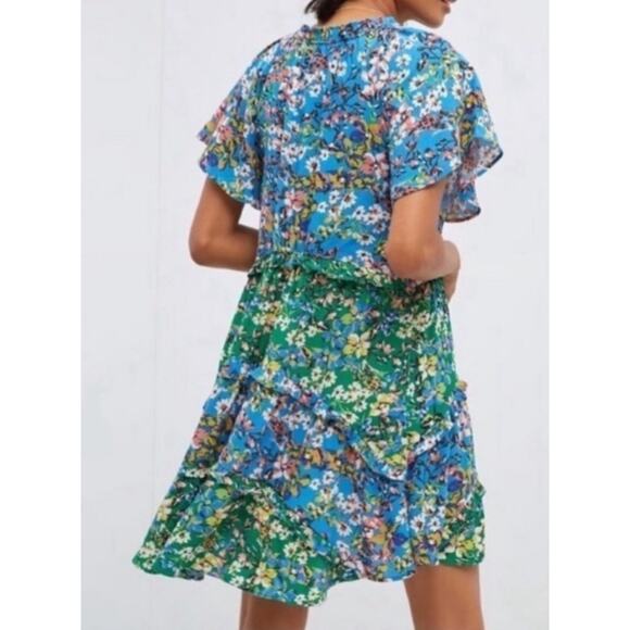 by Anthropologie Robin Tiered Floral Mini Dress Bohemian Coastal Cowgirl Small - Picture 2 of 10